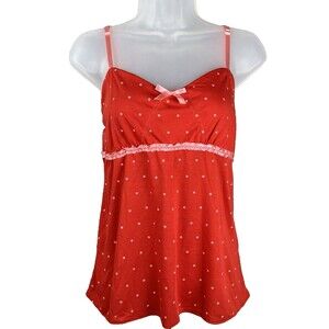 Y2K Joe Boxer Red Babydoll Cami Top L Stars & Pink Satin Barbiecore Coquette NWT